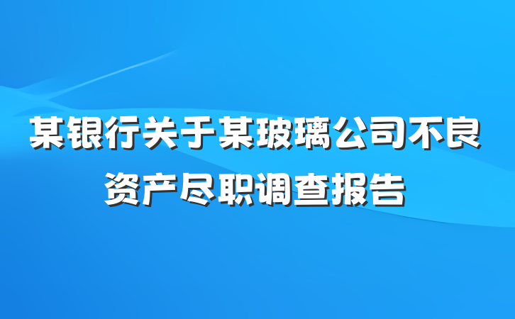 某银行关于某玻璃公司不良资产尽职调查报告