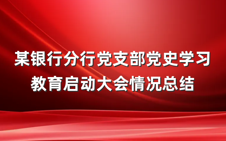某银行分行党支部党史学习教育启动大会情况总结