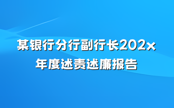 某银行分行副行长202x年度述责述廉报告