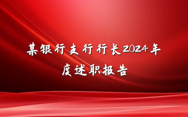 某银行支行行长2024年度述职报告