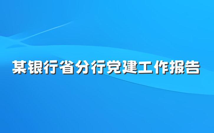 某银行省分行党建工作报告