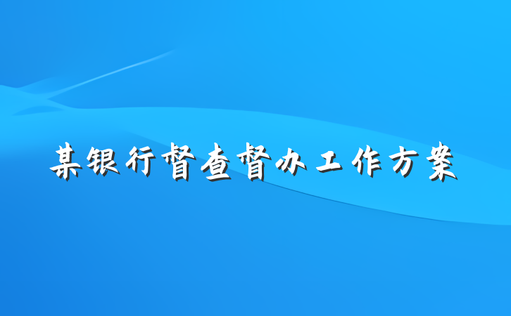 某银行督查督办工作方案