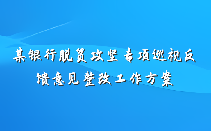 某银行脱贫攻坚专项巡视反馈意见整改工作方案