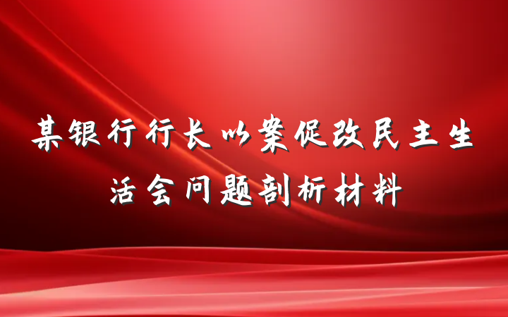 某银行行长以案促改民主生活会问题剖析材料