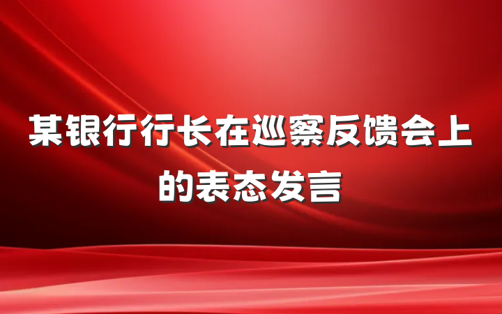 某银行行长在巡察反馈会上的表态发言