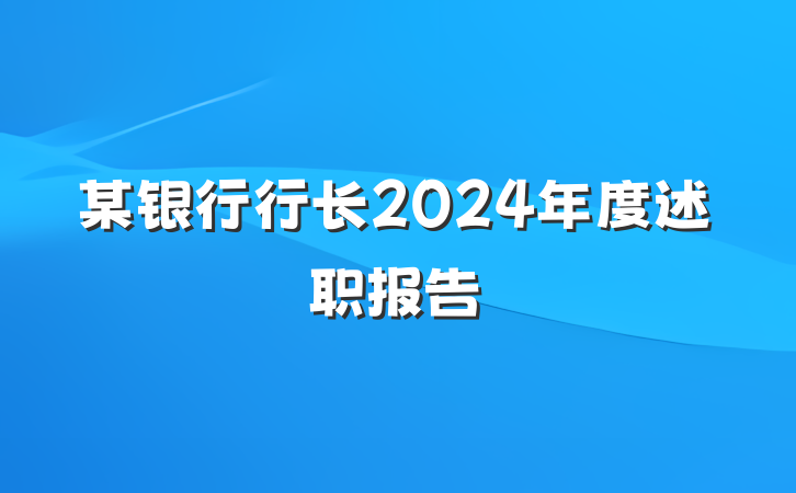 某银行行长2024年度述职报告