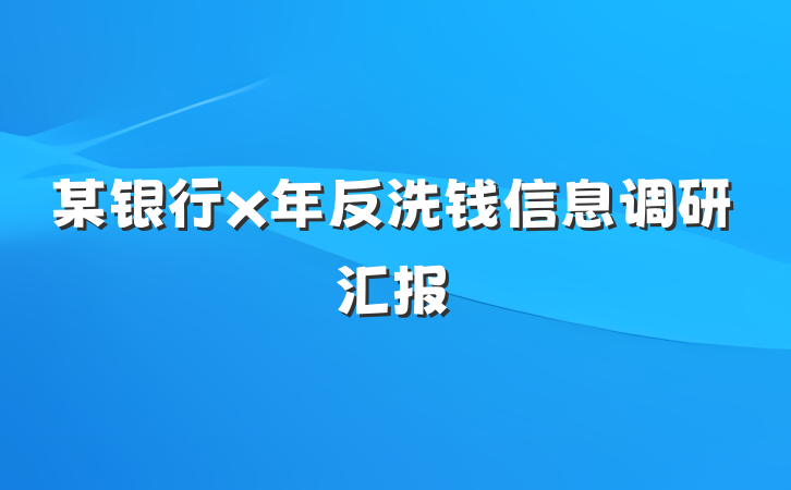 某银行x年反洗钱信息调研汇报