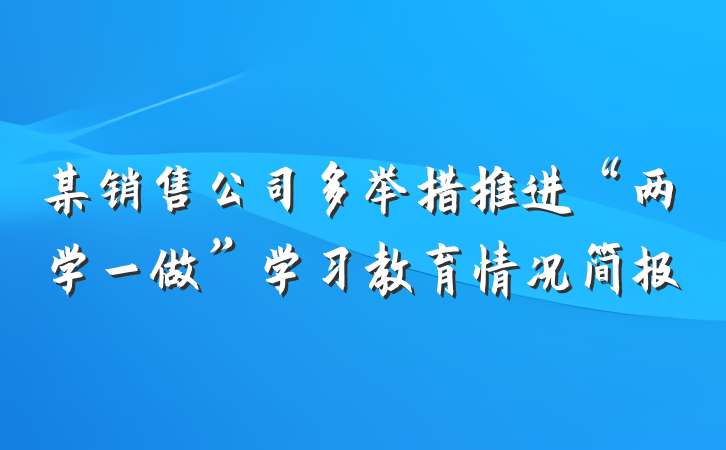 某销售公司多举措推进“两学一做”学习教育情况简报