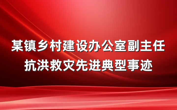 某镇乡村建设办公室副主任抗洪救灾先进典型事迹