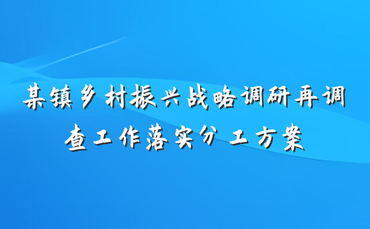 某镇乡村振兴战略调研再调查工作落实分工方案