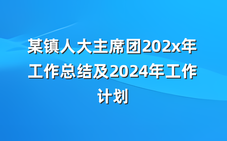 某镇人大主席团202x年工作总结及2024年工作计划