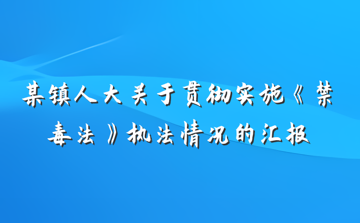 某镇人大关于贯彻实施《禁毒法》执法情况的汇报