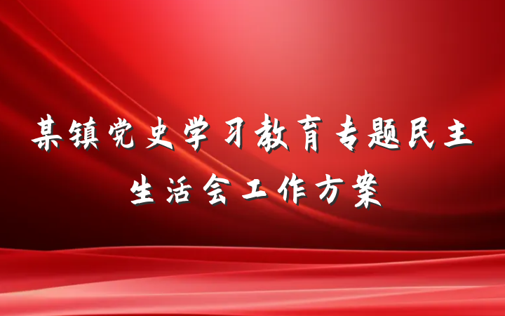 某镇党史学习教育专题民主生活会工作方案