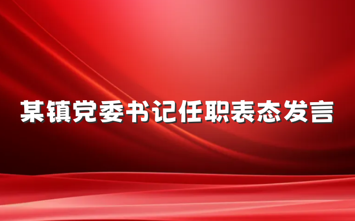 某镇党委书记任职表态发言
