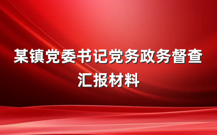 某镇党委书记党务政务督查汇报材料