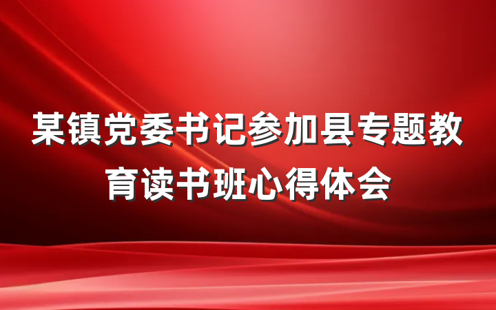 某镇党委书记参加县专题教育读书班心得体会