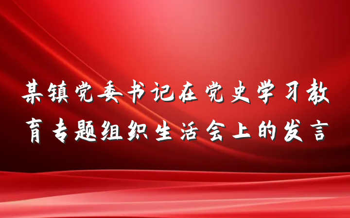 某镇党委书记在党史学习教育专题组织生活会上的发言
