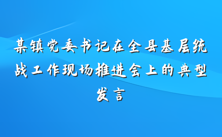 某镇党委书记在全县基层统战工作现场推进会上的典型发言