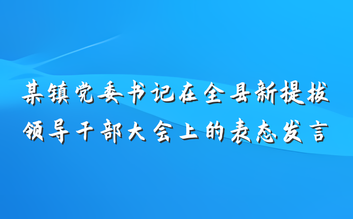 某镇党委书记在全县新提拔领导干部大会上的表态发言