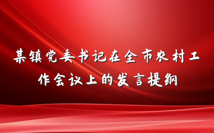 某镇党委书记在全市农村工作会议上的发言提纲