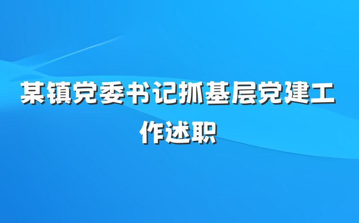某镇党委书记抓基层党建工作述职