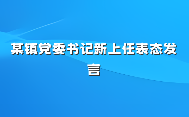 某镇党委书记新上任表态发言