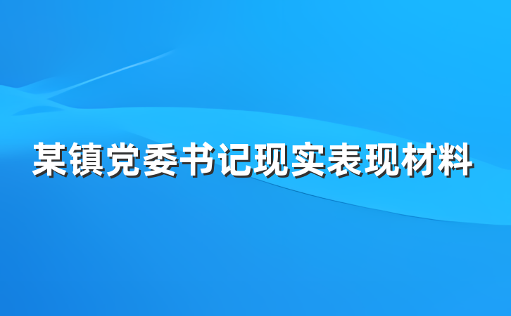 某镇党委书记现实表现材料