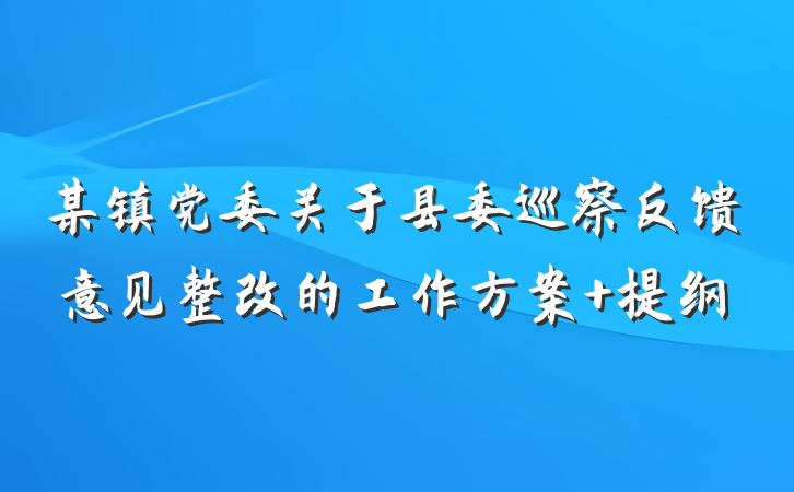 某镇党委关于县委巡察反馈意见整改的工作方案 提纲