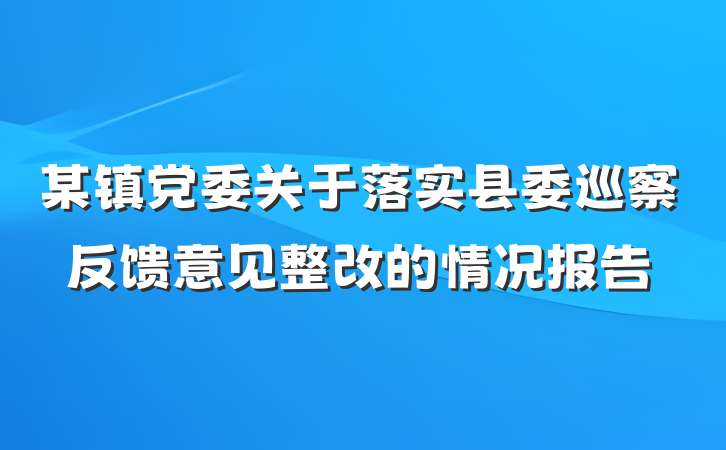 某镇党委关于落实县委巡察反馈意见整改的情况报告