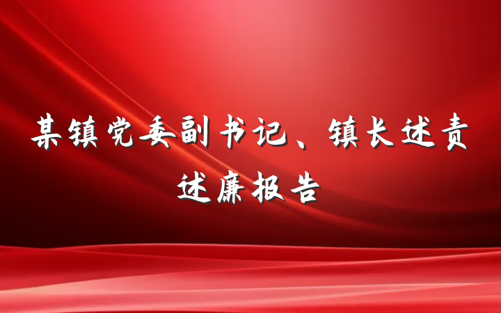 某镇党委副书记、镇长述责述廉报告