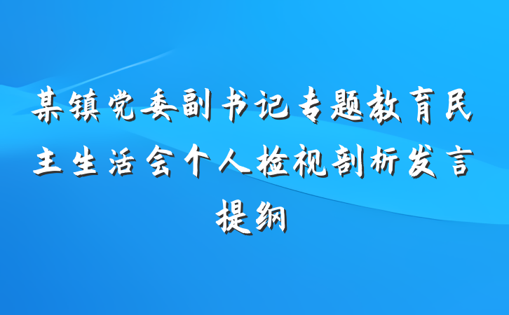 某镇党委副书记专题教育民主生活会个人检视剖析发言提纲