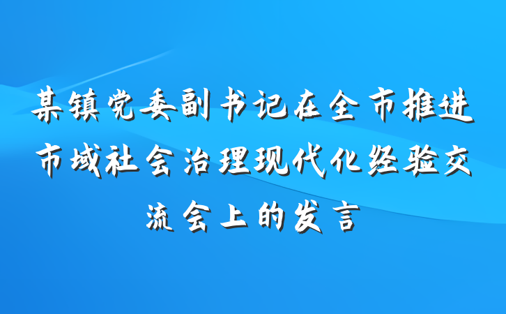 某镇党委副书记在全市推进市域社会治理现代化经验交流会上的发言