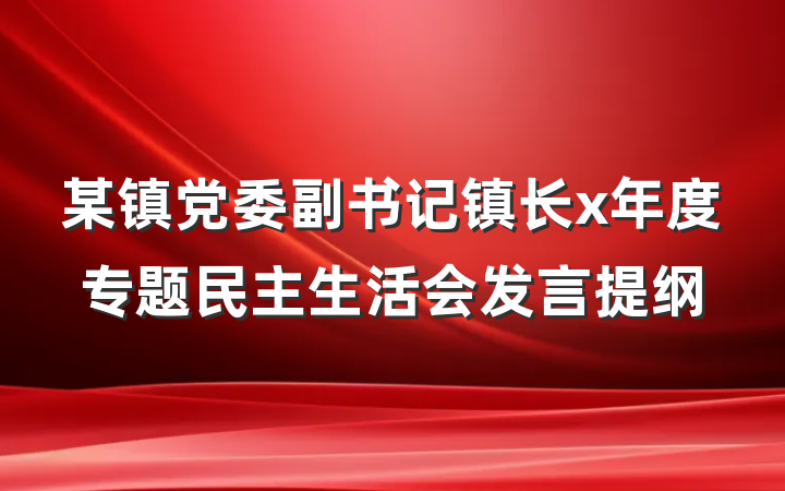 某镇党委副书记镇长x年度专题民主生活会发言提纲