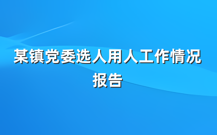 某镇党委选人用人工作情况报告