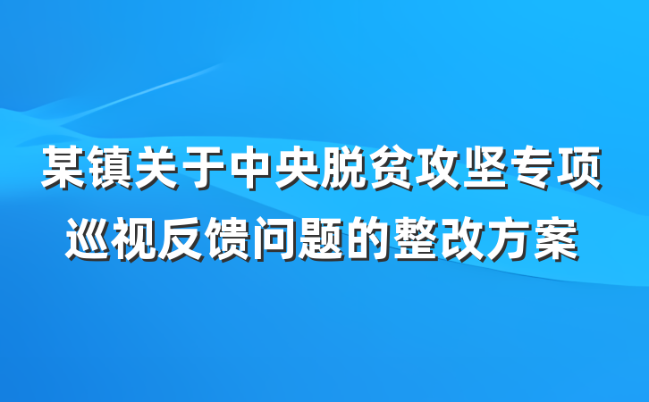 某镇关于中央脱贫攻坚专项巡视反馈问题的整改方案