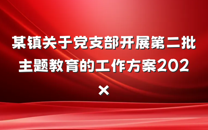 某镇关于党支部开展第二批主题教育的工作方案202x