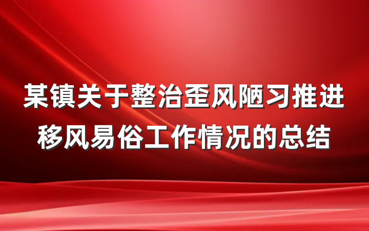 某镇关于整治歪风陋习推进移风易俗工作情况的总结