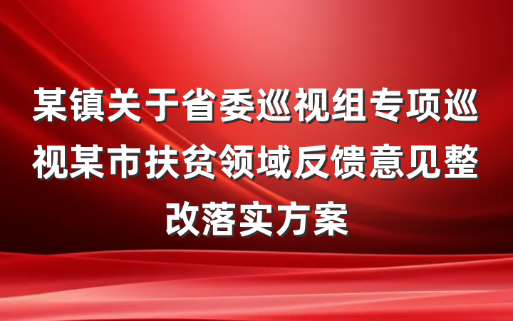 某镇关于省委巡视组专项巡视某市扶贫领域反馈意见整改落实方案