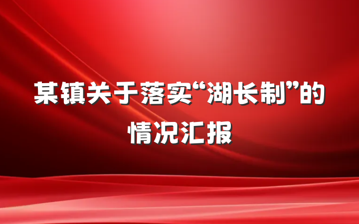 某镇关于落实“湖长制”的情况汇报