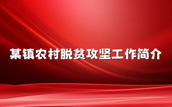 某镇农村脱贫攻坚工作简介