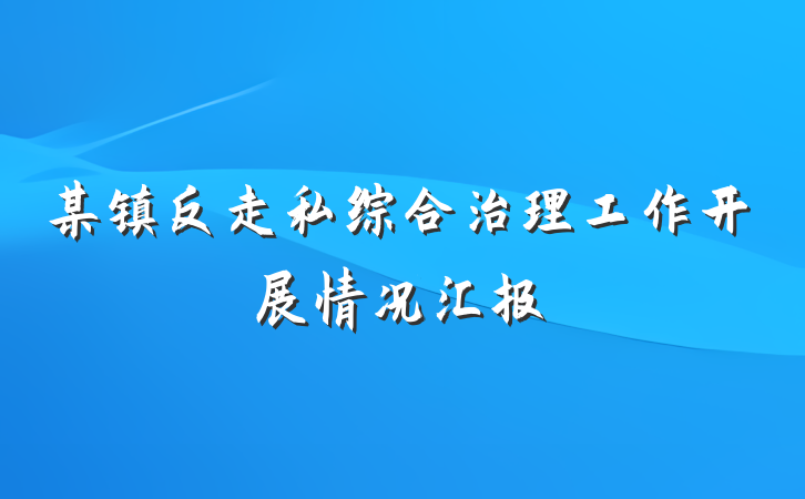 某镇反走私综合治理工作开展情况汇报