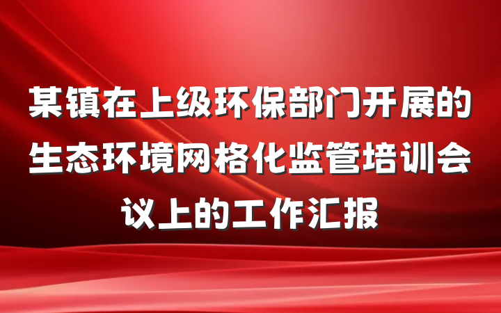 某镇在上级环保部门开展的生态环境网格化监管培训会议上的工作汇报