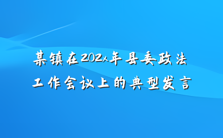 某镇在202x年县委政法工作会议上的典型发言