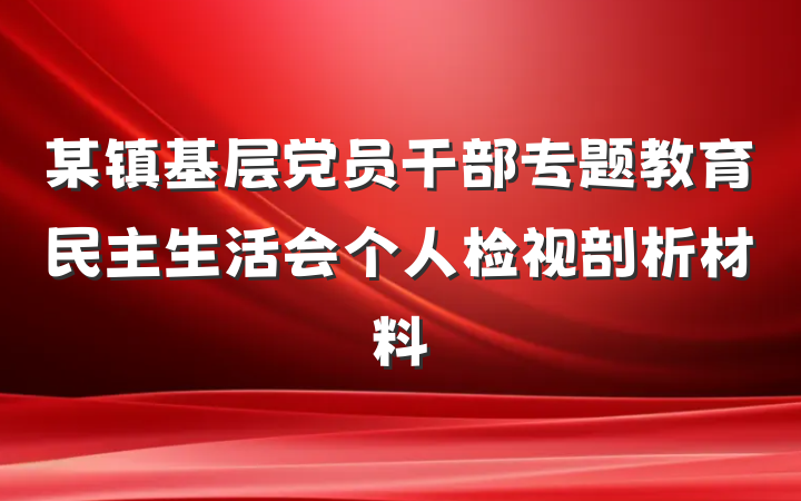某镇基层党员干部专题教育民主生活会个人检视剖析材料