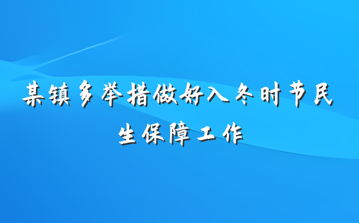某镇多举措做好入冬时节民生保障工作