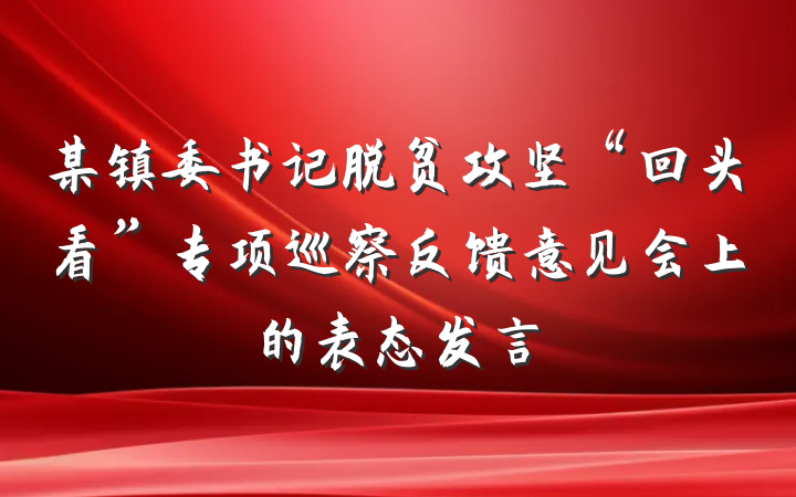 某镇委书记脱贫攻坚“回头看”专项巡察反馈意见会上的表态发言