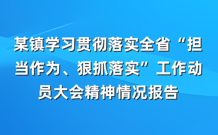 某镇学习贯彻落实全省“担当作为、狠抓落实”工作动员大会精神情况报告
