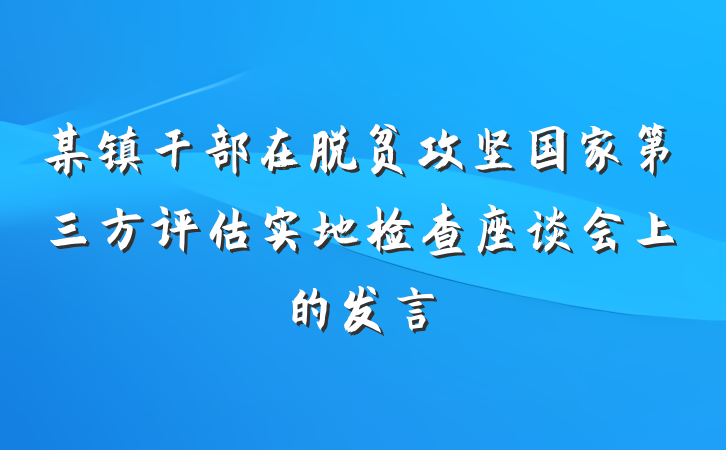 某镇干部在脱贫攻坚国家第三方评估实地检查座谈会上的发言