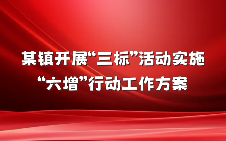 某镇开展“三标”活动实施“六增”行动工作方案
