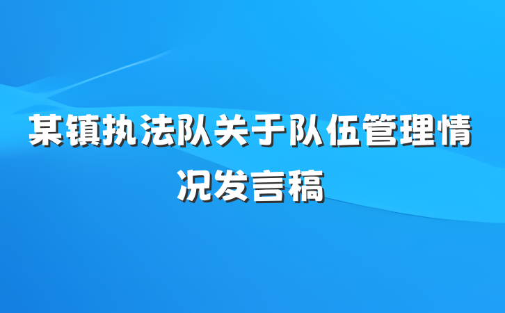 某镇执法队关于队伍管理情况发言稿